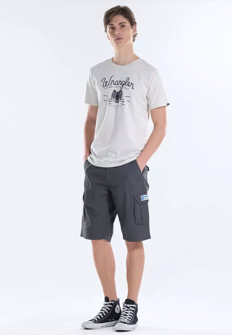 Logo Print T-Shirt for Mens in Oatmeal Color