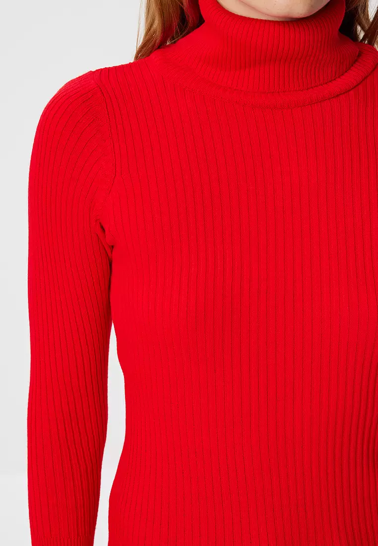 Turtleneck Ribbed Lycra Sweater