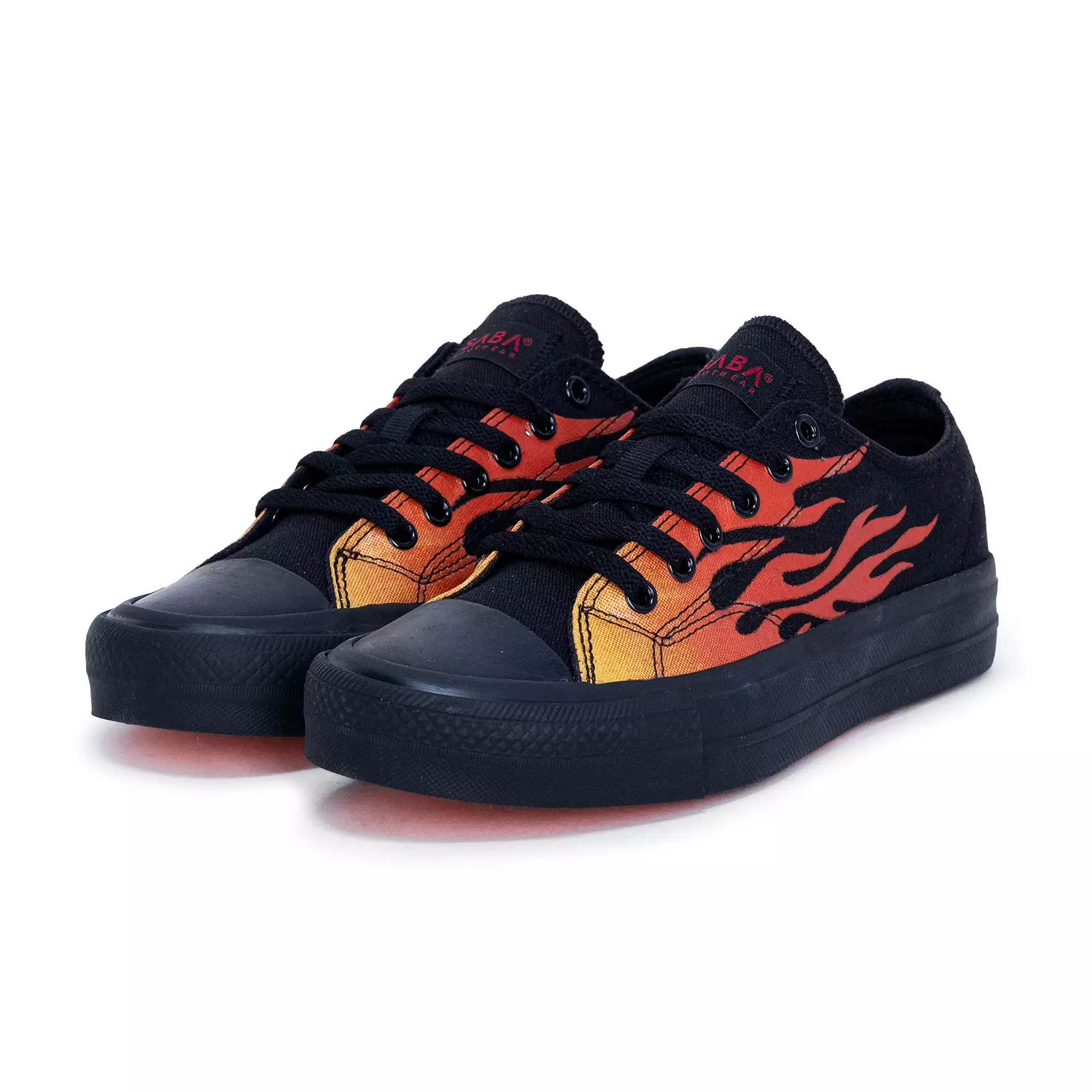 SABA Vintage Red Flame All Black - Sepatu Sneakers Casual Pria Wanita