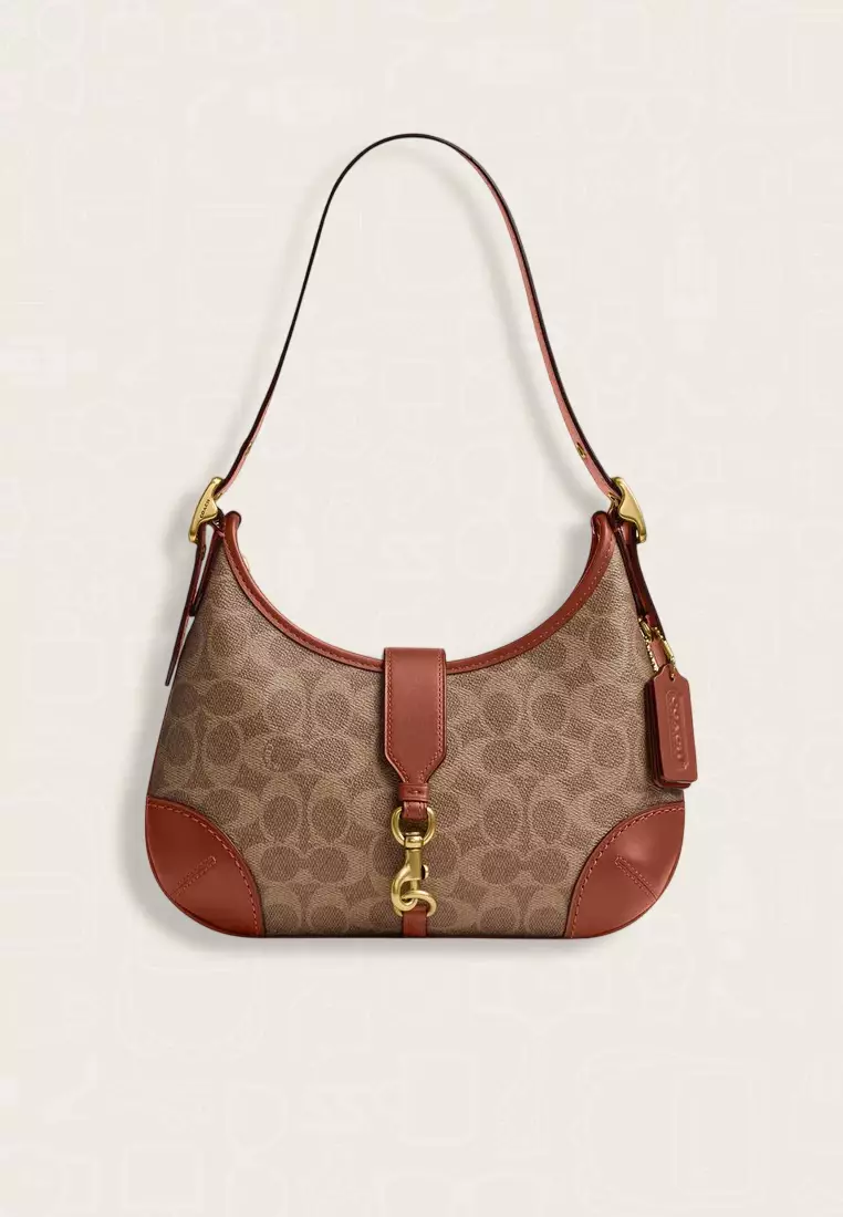 Coach Hamptons Hobo In Signature Canvas Tan Rust