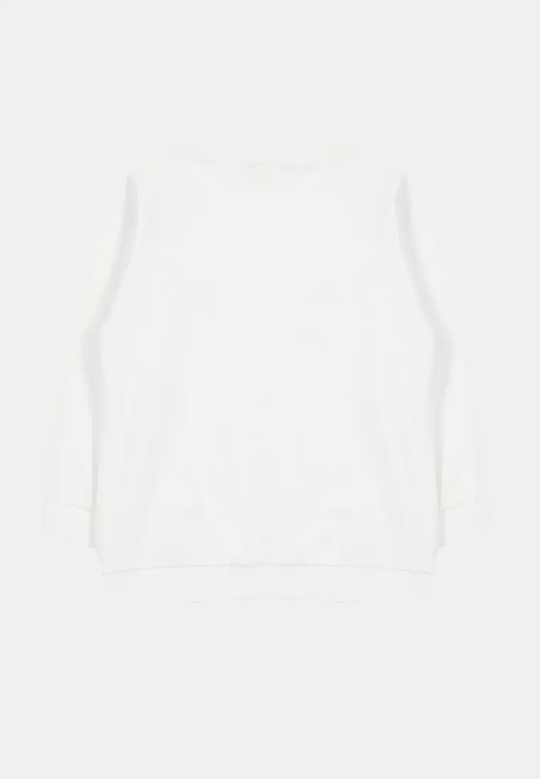 Boy's Ecru Seasonal Sweatshirt - Thin Tiger Pattern, Cotton Tkdaw25Sw00011