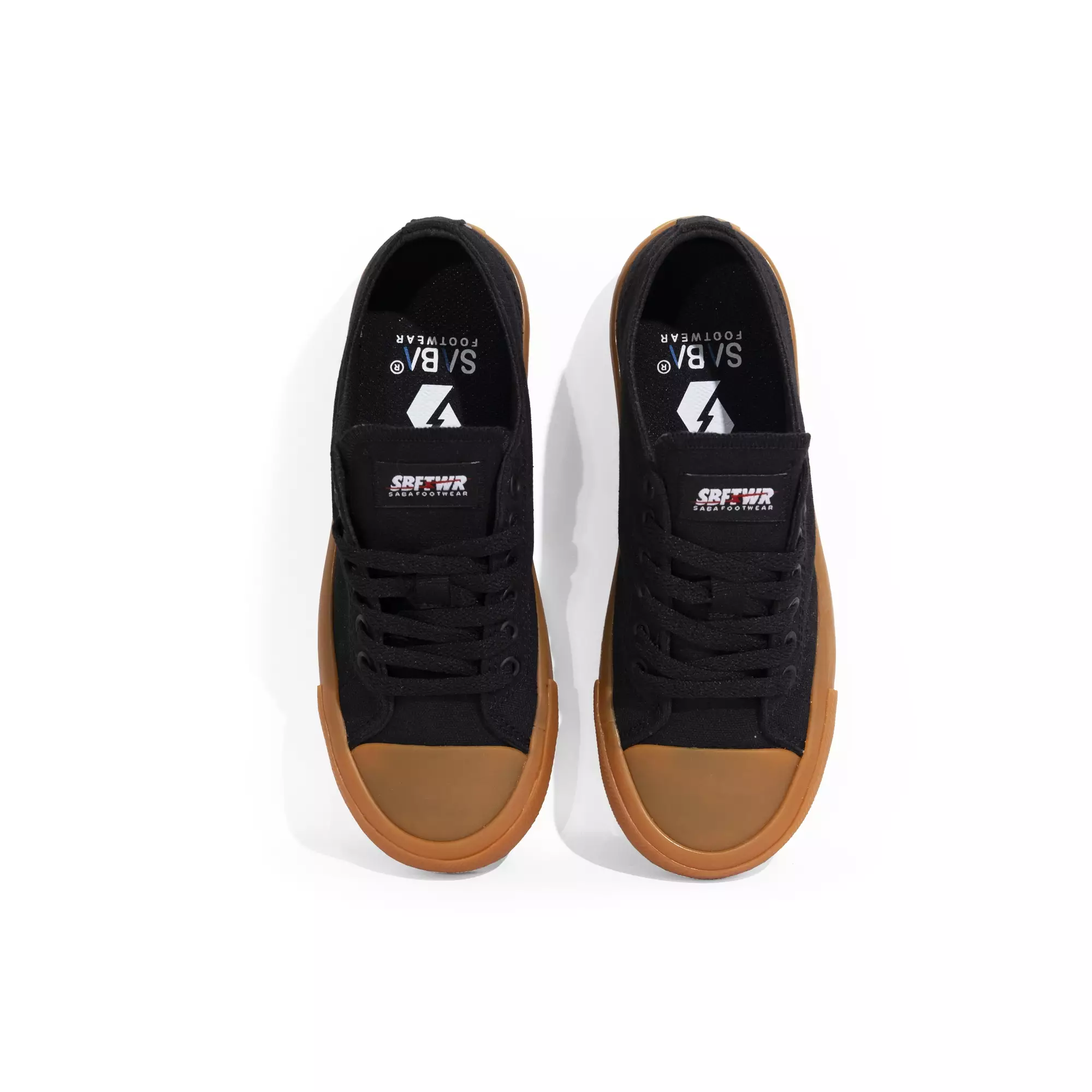 SABA Vintage All Black Gum - Sepatu Sneakers Casual Pria Wanita