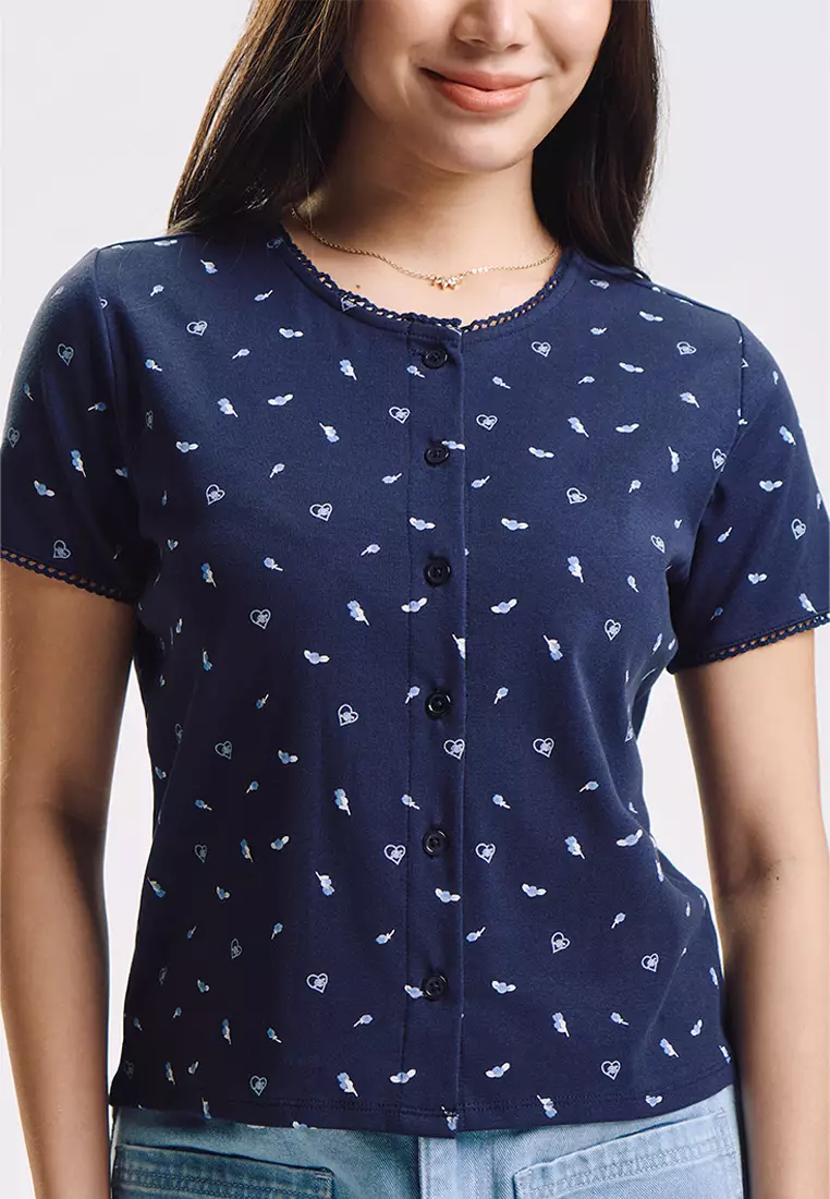 Floral All-Over Print Button Down Top