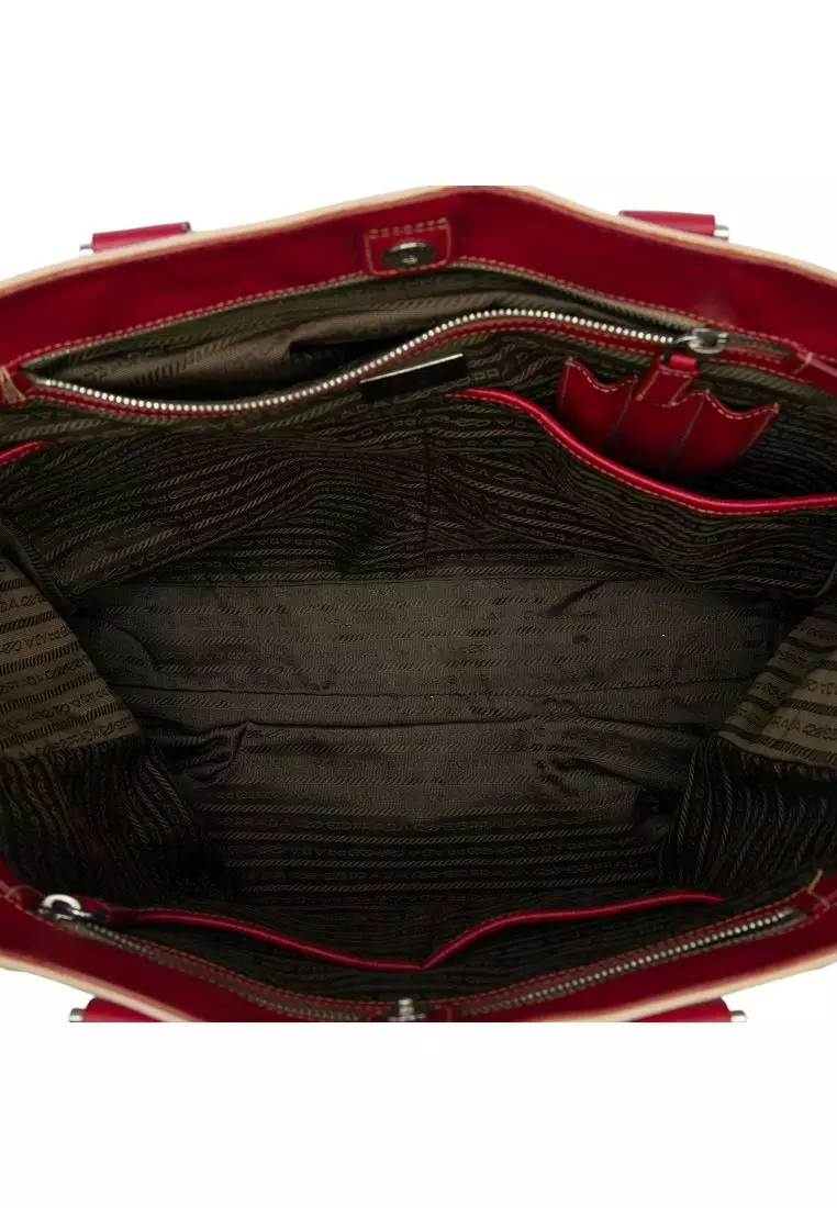 Pre-Loved Prada Saffiano Trimmed Canvas Tote