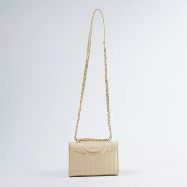 Tas TORY BURCH FLEMING SQUARE MATTE CREAM PATENT LEATHER SHOULDER BAG 100% ORIGINAL