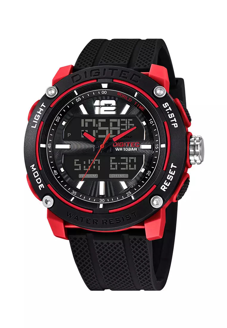 Jual Digitec Digitec Jam Tangan Pria - Black Red - Rubber Strap - DA ...