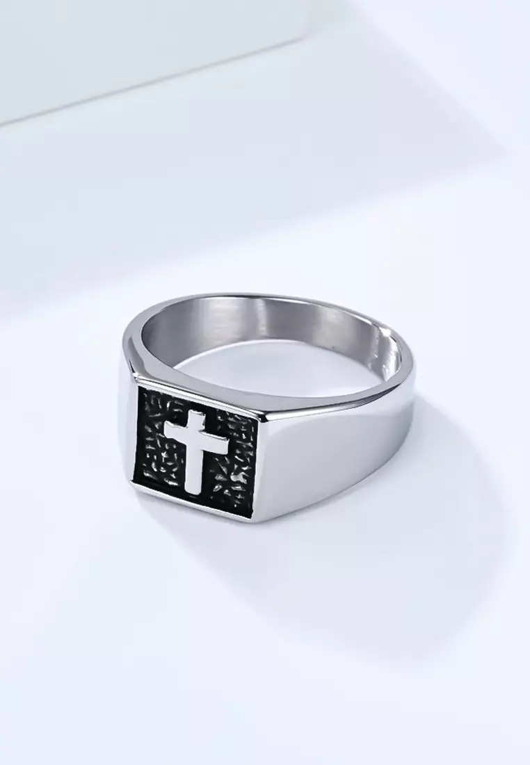 Titanium Steel Cross Stamp Ring JW QF-JZ1047