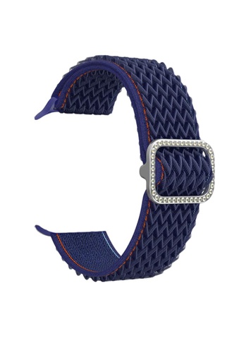 Kings Collection blue Navy Blue Wave Pattern Nylon Woven Rhinestone Buckle Apple Watch Band 42MM / 44MM / 45MM (KCWATCH1168) 39623ACD0FE0DFGS_1