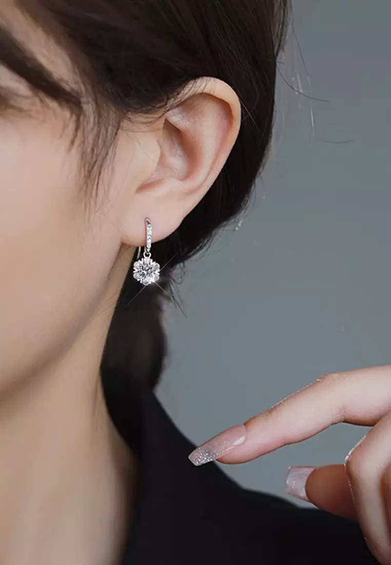Anting Wanita Perhiasan Berlian Fashion Anting Giwang Cewek Original Earrings Sertifikat GRA silver