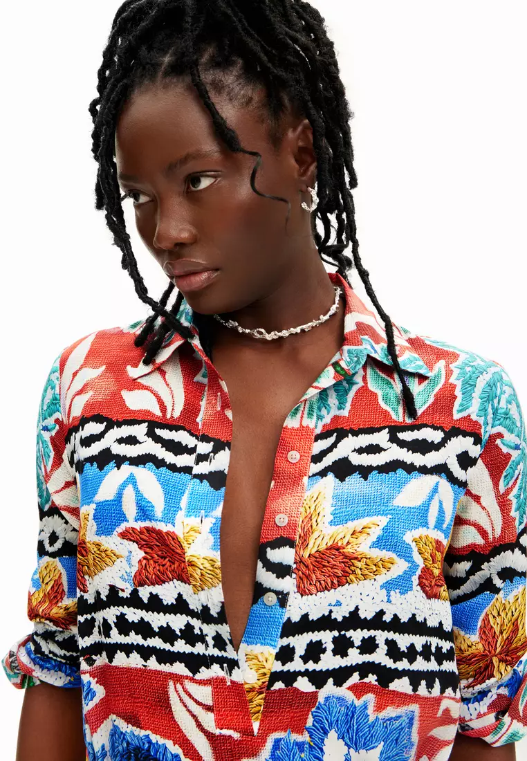 Stella Jean long ethnic shirt dress 