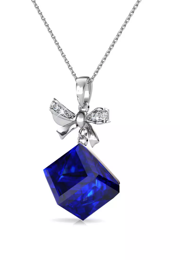 Square Cerulean Pendant‏ Blue - Kalung Crystal Swarovski by Her Jewellery