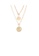 Glamorousky white Fashion and Elegant Plated Gold Queen Geometric Round Pendant with Imitation Pearl Panel Double Layer Necklace 02317AC84602C5GS_1