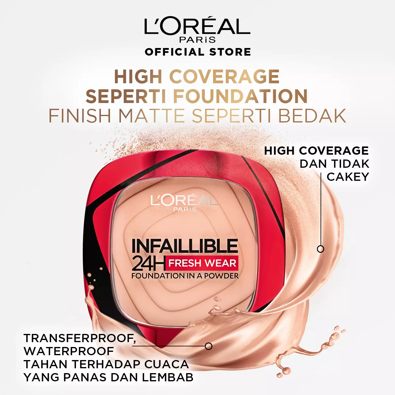 L'Oreal Paris Infallible 24H Fresh Wear Foundation Powder - 220 Sand