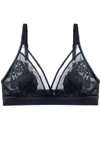 ZITIQUE black French Lace Seamless Non-wired Bra-Black 81320US6D5AB99GS_1