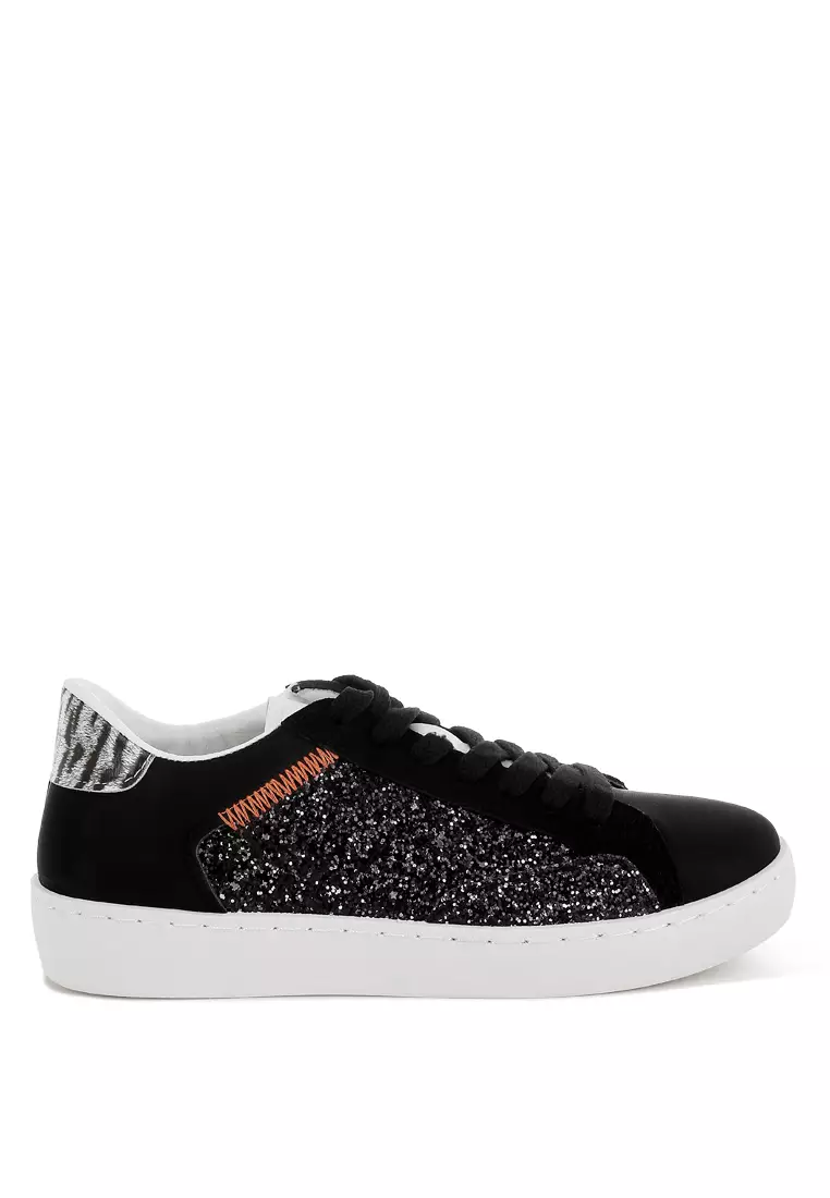 Discount on London Rag  shoes - SKU: Glitter Faux Leather Sneakers in Black