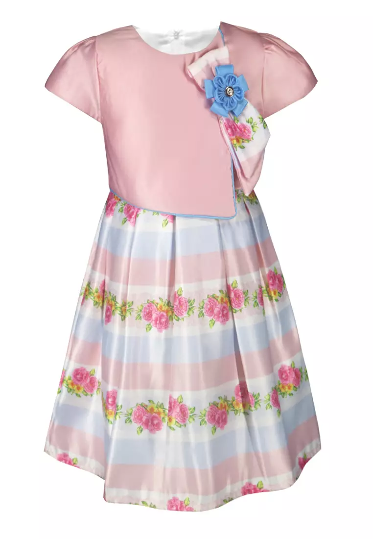 Two Mix Baju Anak Perempuan Fashion - Dress Anak Wanita Bahan Kain Satin Usia 1-12 Tahun 4276
