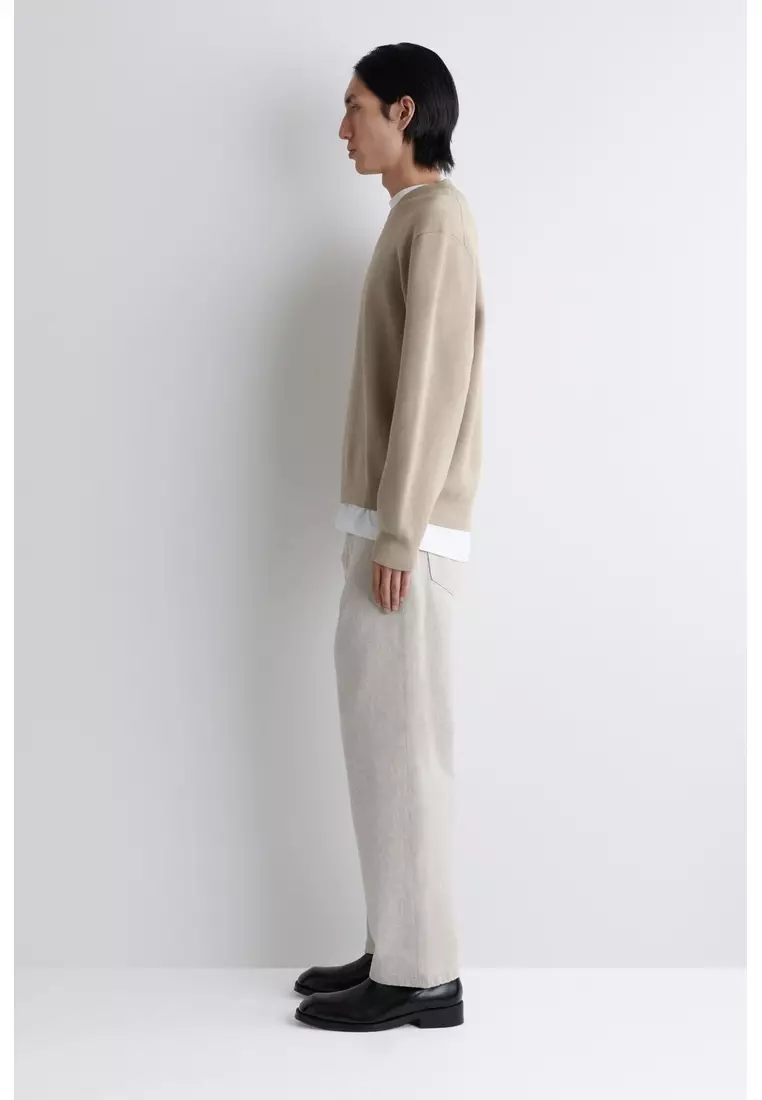 DOUBLE-FACED BOMBER-NECK KNITTED JUMPER