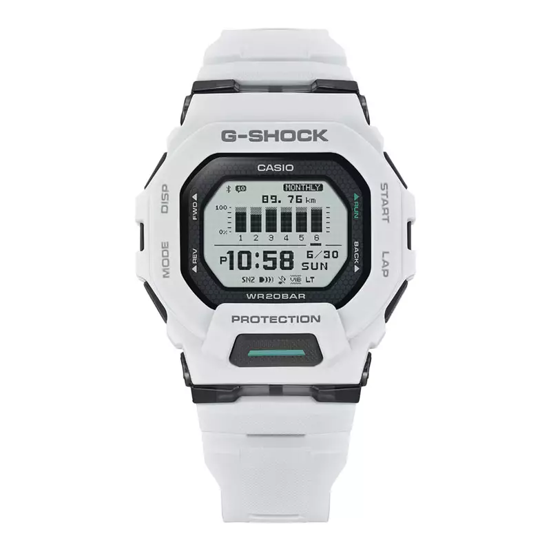Jam Tangan Pria Casio G-Shock G-Squad GBD-200-7DR Men Digital Dial White Resin Band