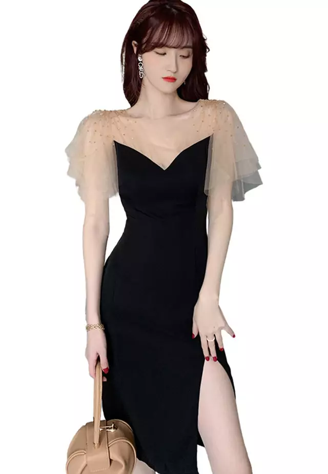 Sexy Lace Diamond Stitching V-Neck One Piece Dress A21022261
