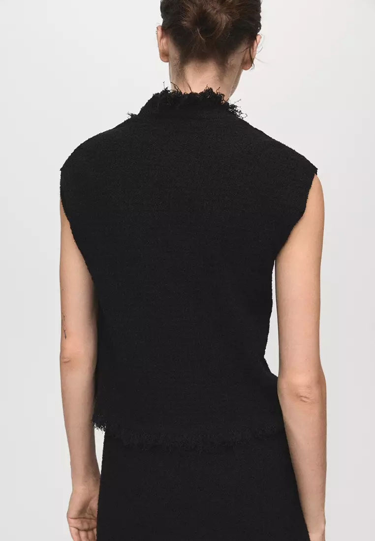 Crossover Top With Frayed Trim