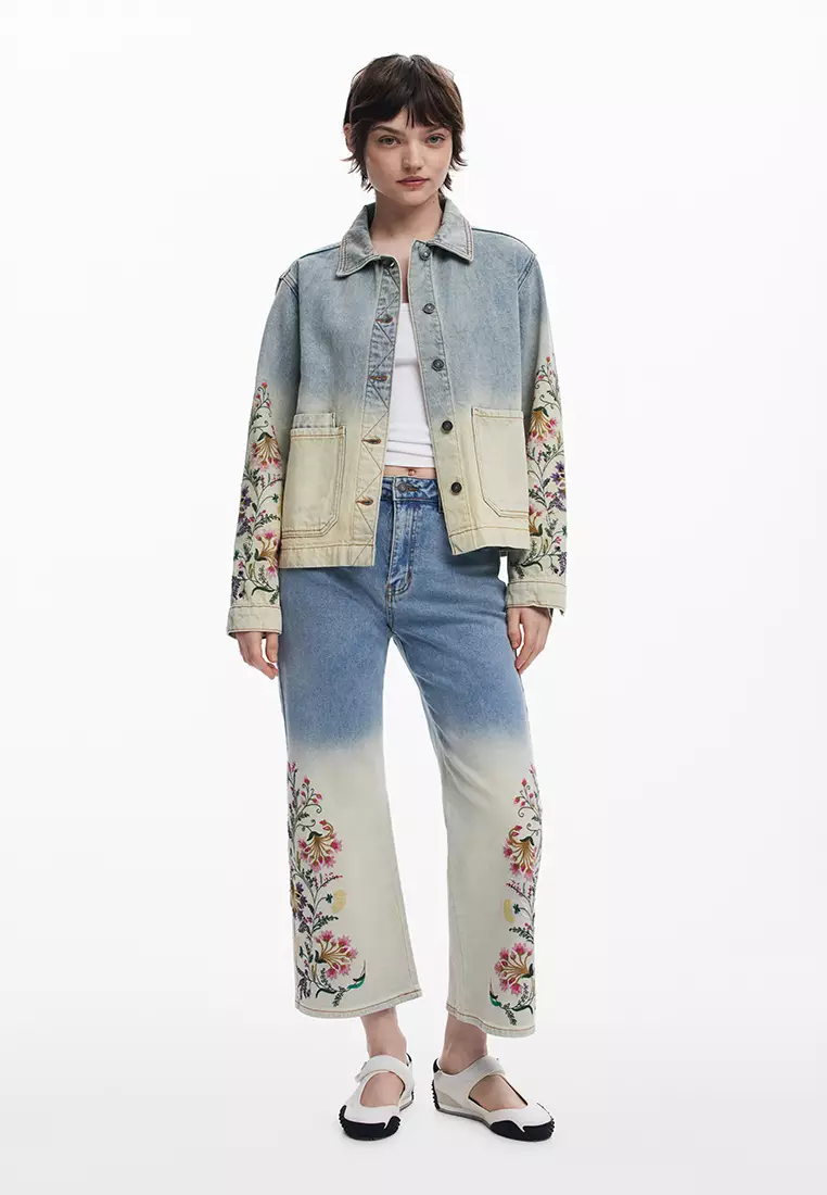Floral denim jacket