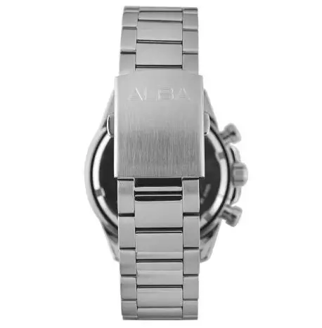 Jam Tangan Pria Alba AM3A17 AM3A17X1 Strap Stainless Steel Silver Color Chronograph Green Color