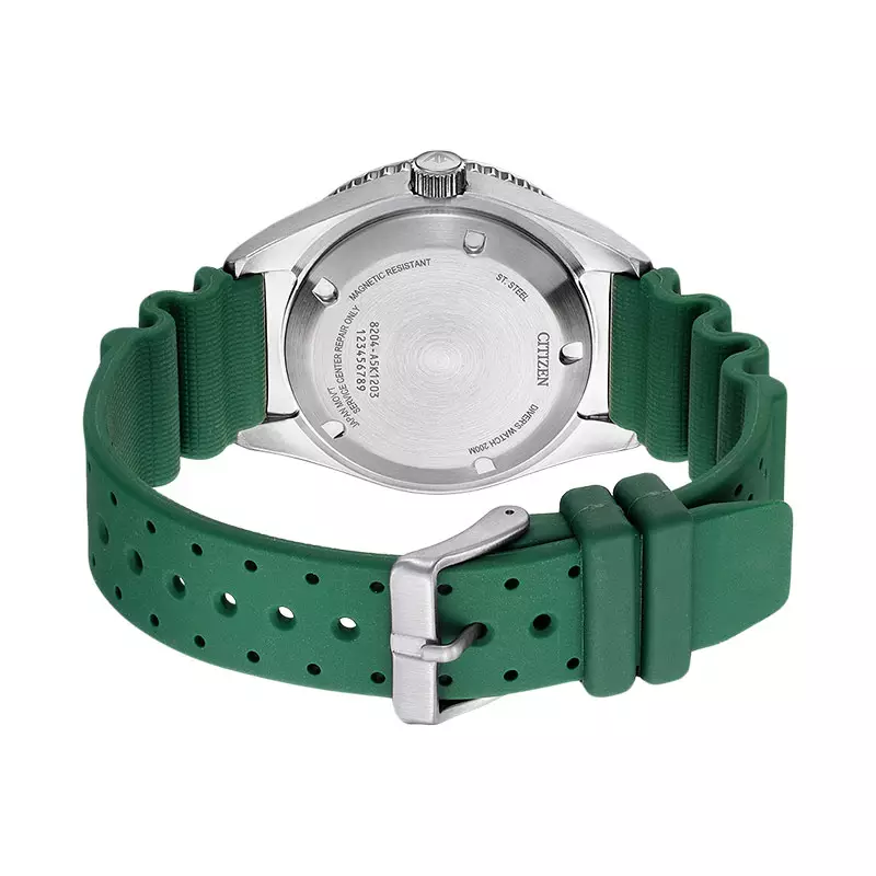 Jam Tangan Pria Citizen Promaster NY0121-09X Marine Automatic Diver Green Dial Green Polyurethane Strap