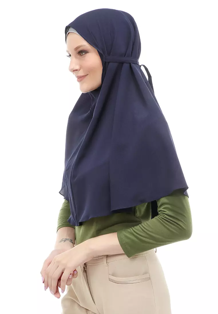 Tamara Jilbab Muslimah Wanita Motif Polos Relaxed Fit - Navy