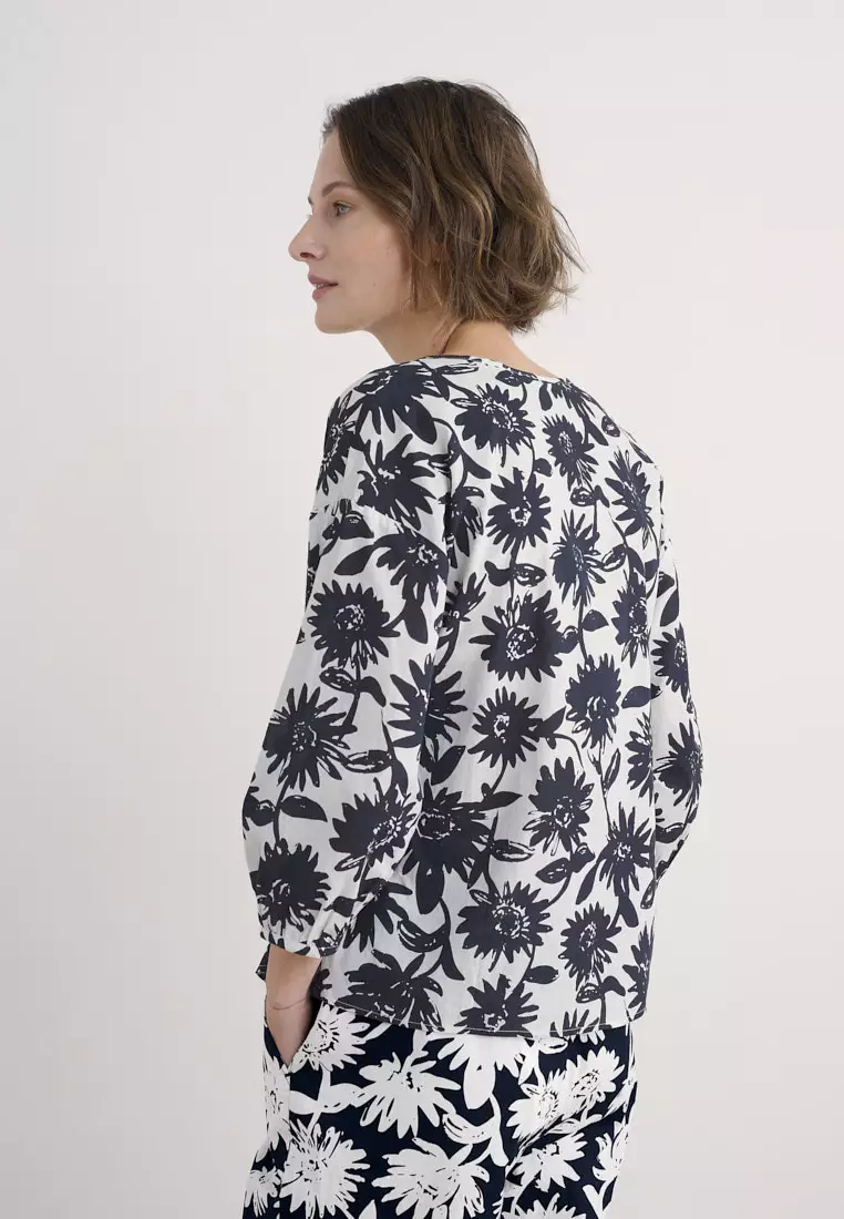 Seasalt Cornwall Navy Streamlet Floral Swing-Shape Top (GOTS)