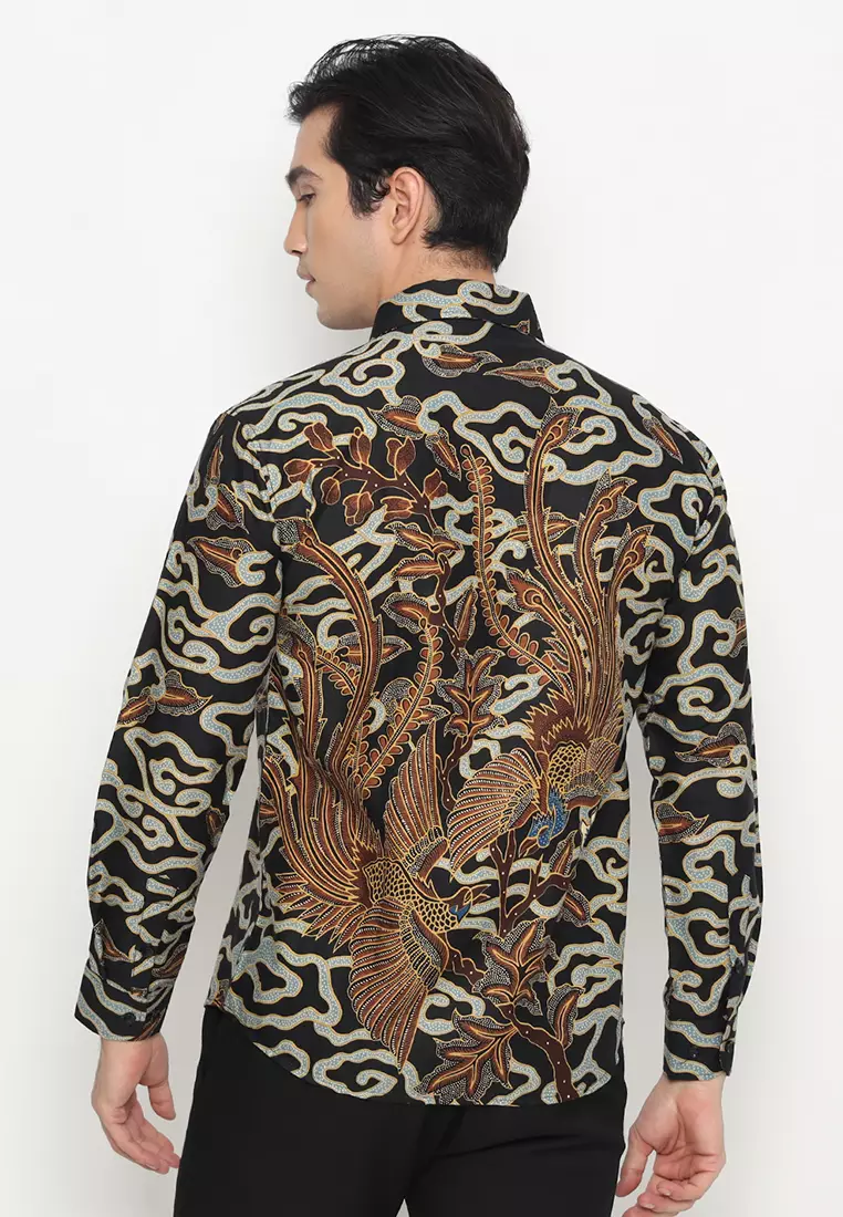 Kemeja Batik Pria Reswara - Black/Blue