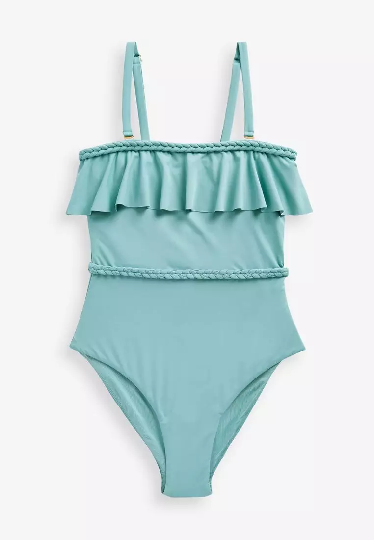 Plaited Bandeau Tummy Control Swimsuit