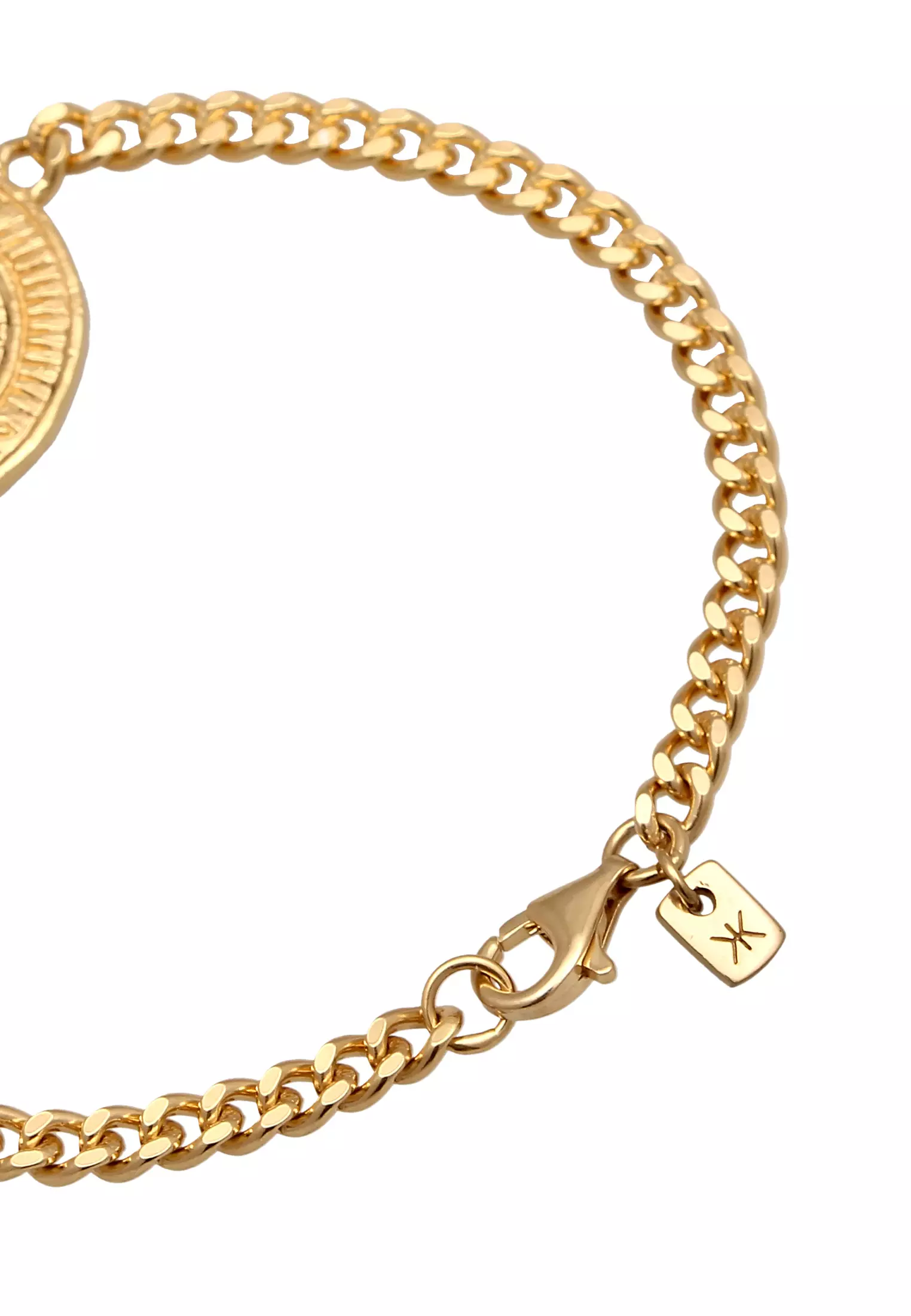 Men’s Silver Compass Pendant Bracelet – Gold-Plated