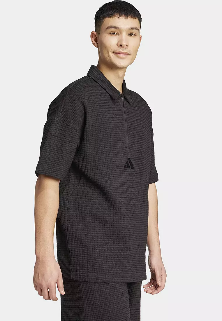 ADIDAS All SZN Waffle Knit Half-Zip Polo Shirt 2026 | Buy ADIDAS