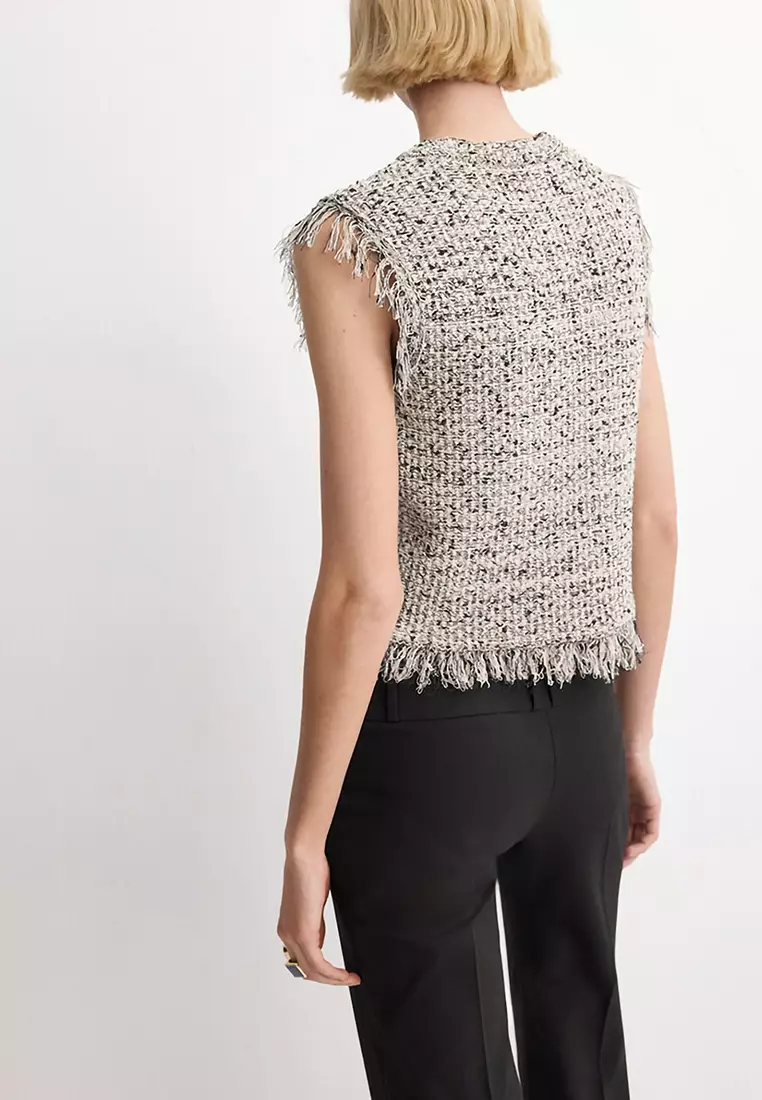 Fringed Tweed Top