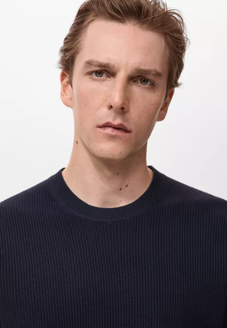 Fine Rib-Knit Cotton Sweater