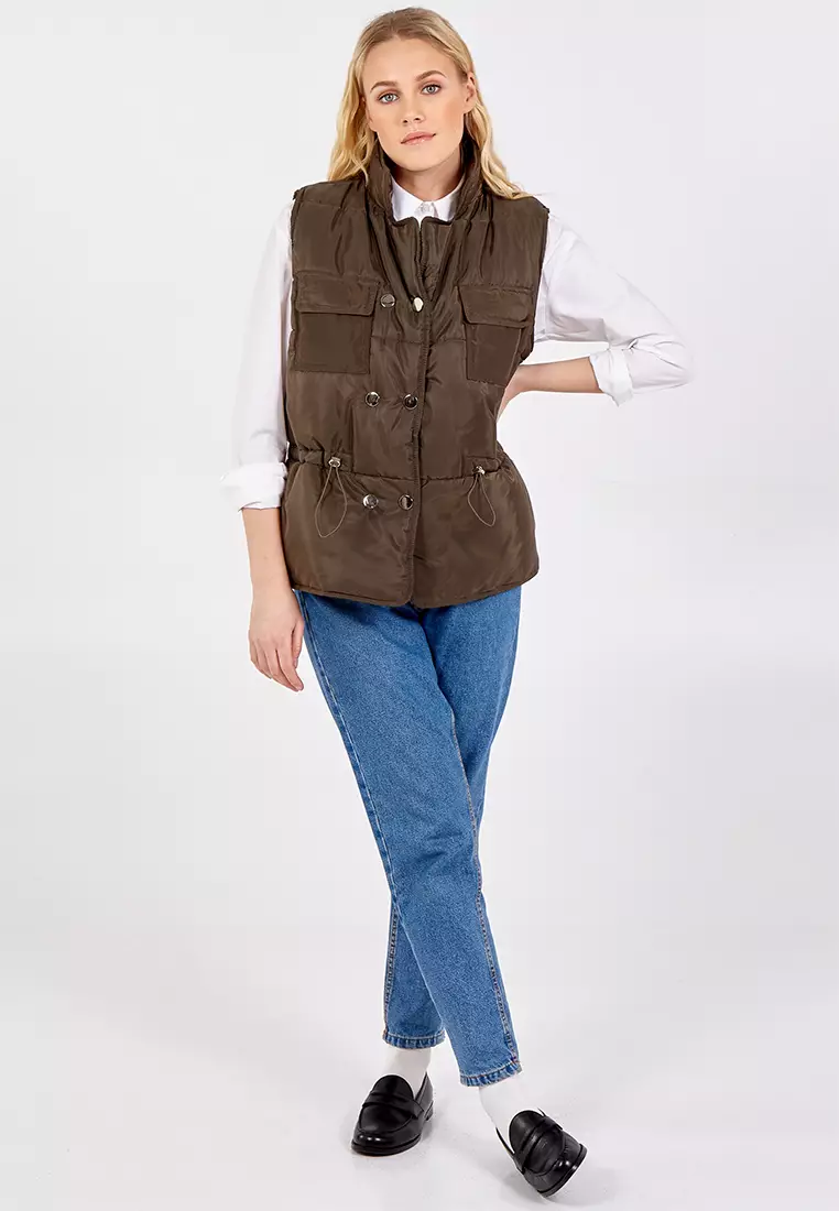 Buy Pink Vanilla Pink Vanilla Khaki Quilted String Waist Double Pocket ...