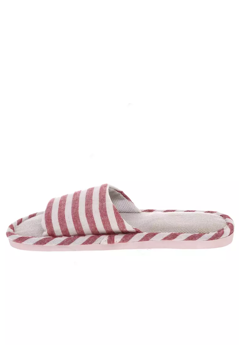 Asher Sandal Selop Wanita Comfy Kain Indoor Size 38/39 Material Linen ORIGINAL - Red