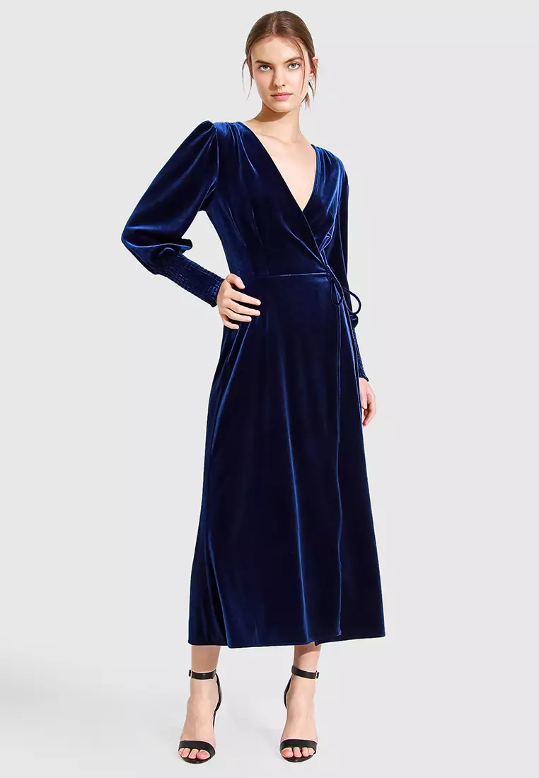 Current Mood Velvet Wrap Dress