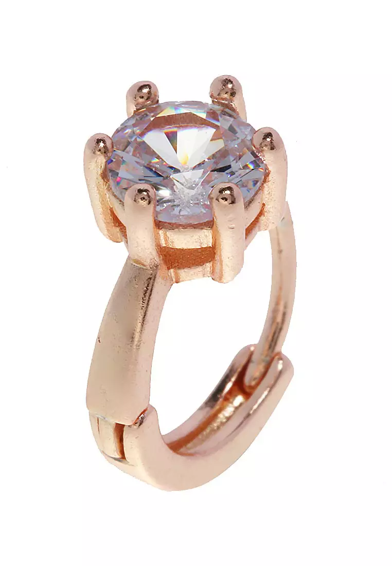Anting Emas Berlian Perhiasan Wanita Hoop Fastening Design Elegant - Rosegold