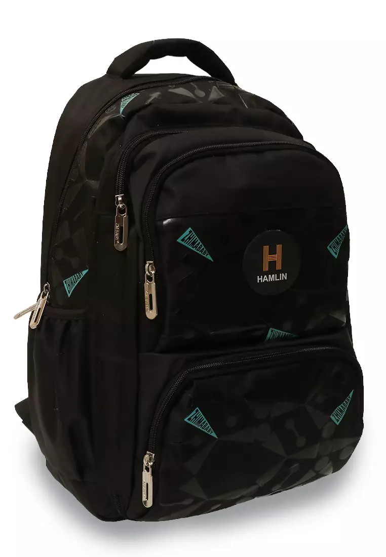 Alessio Tas Ransel Anak Pria Anti Air Backpack Large Compartment Material Nylon ORIGINAL - Black