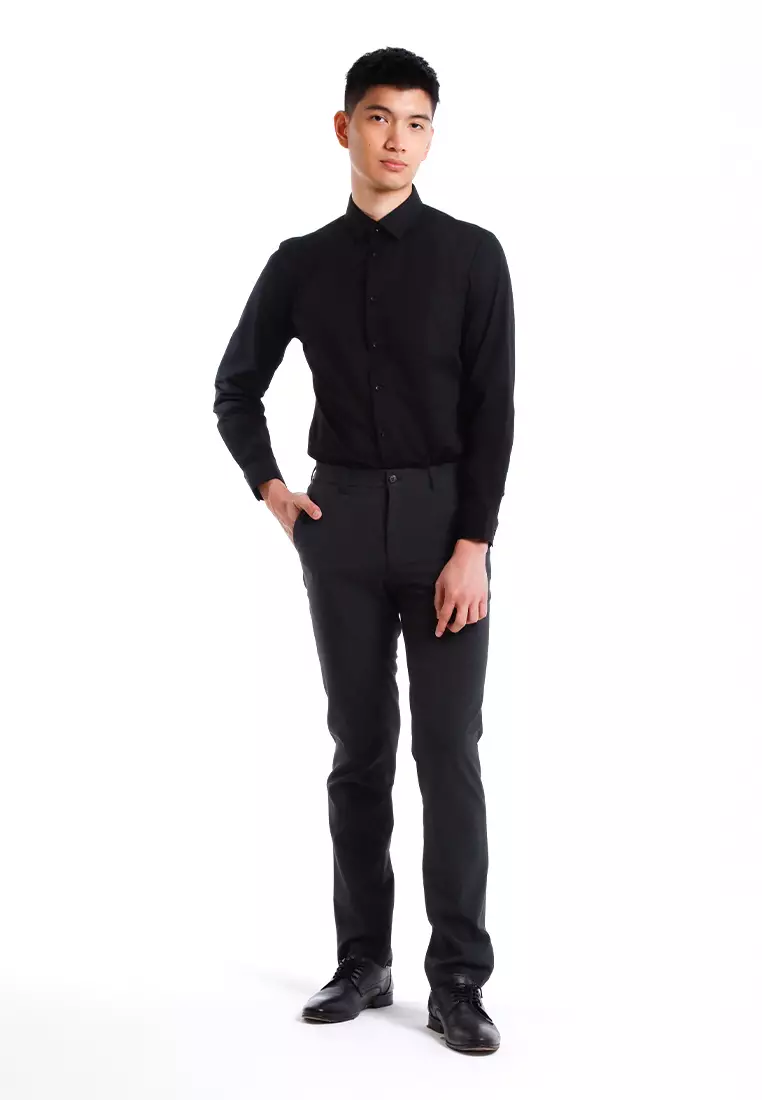 Byford Mens Modern Fit Flat-Front Slacks - 3125002A-96DarkGrey