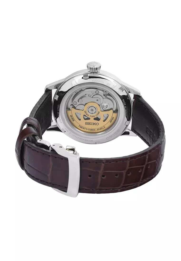 Seiko Presage SRPK15J1 Cocktail Time - Jam Tangan Automatic Pria - Midnight Blue Moon Gradient Dial - Brown Leather Strap