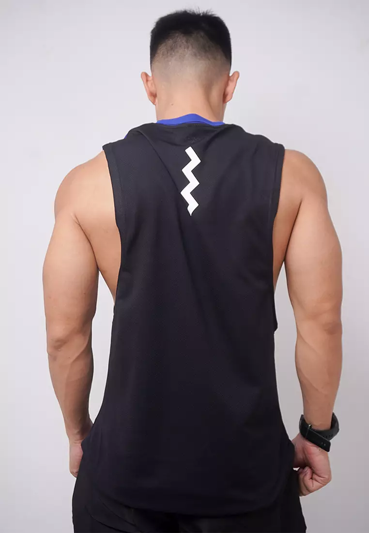 Td Active MS167 sleeveless kutung sv running jersey baju lari logo navy hitam