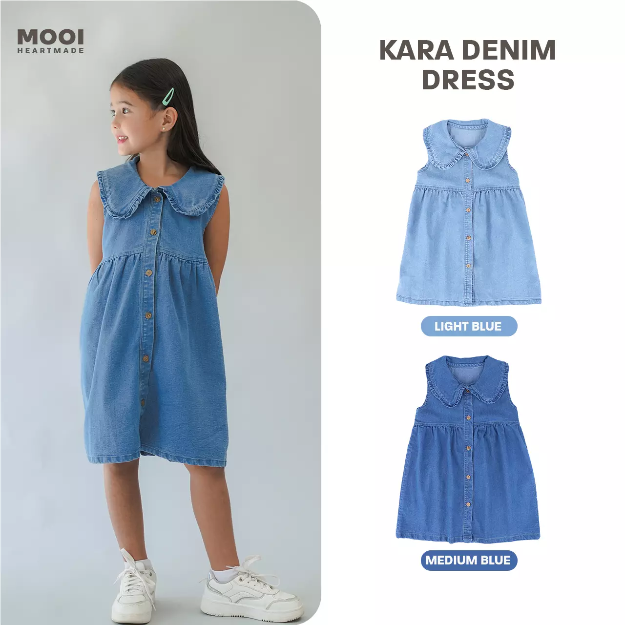 Mooi Dress Jeans Anak Kara Denim Dress - Medium Blue