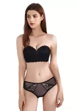 Buy Sunnydaysweety 2023 S/S New European and American ultra-thin lace sexy  color contrast large size bra set bra CA23050450BK 2024 Online