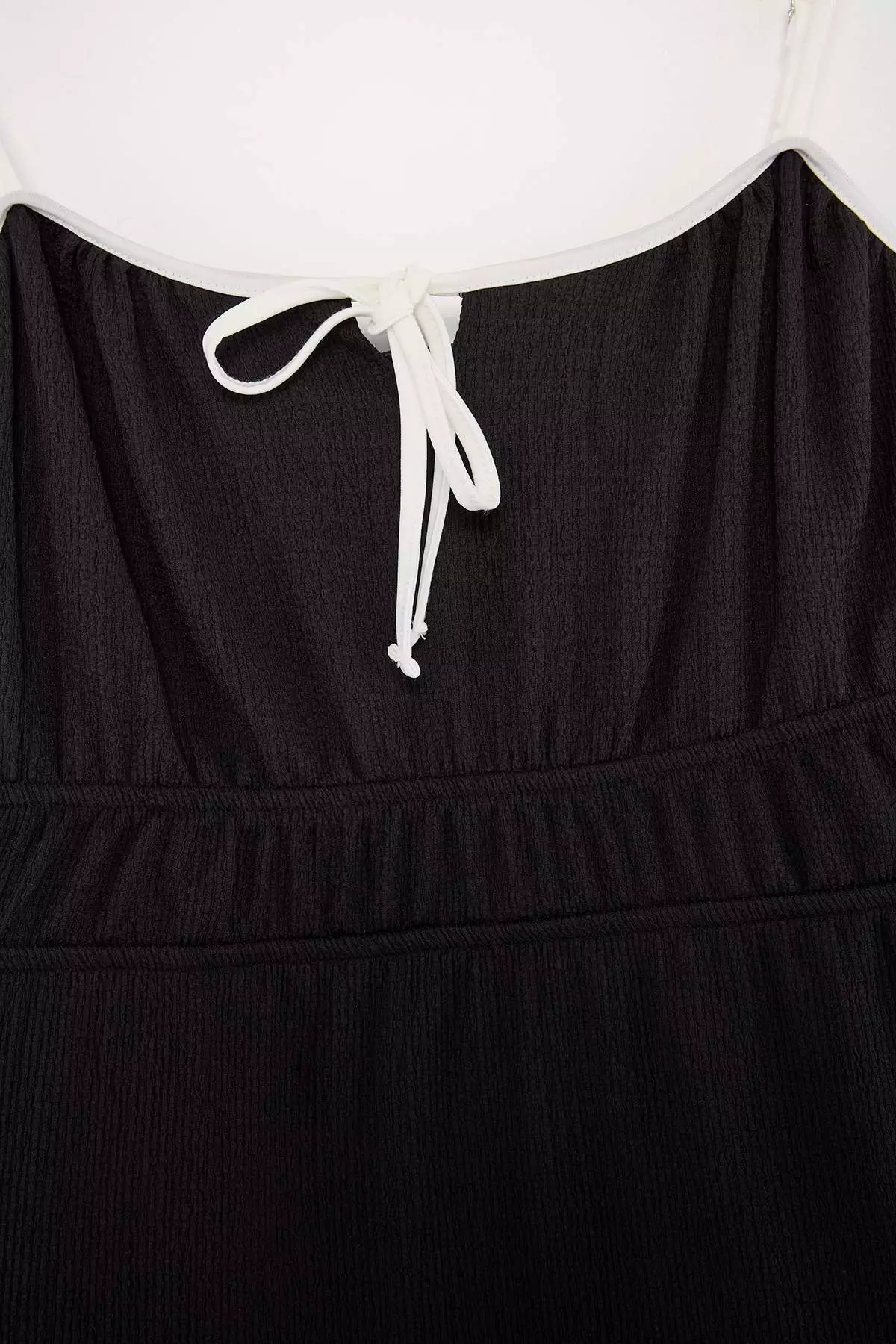 Black Lined Thin Strap Piping Detailed Knitted Plus Size Dress Tbbss26Ah00224