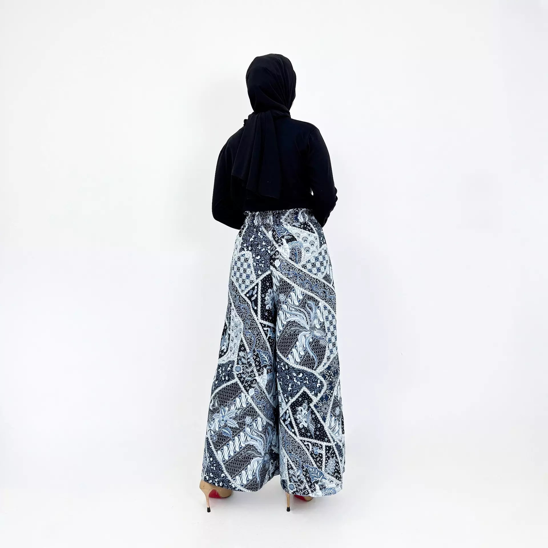 Celana Batik Ashley Premium BIRU Kulot Basic Formal Wanita Flare