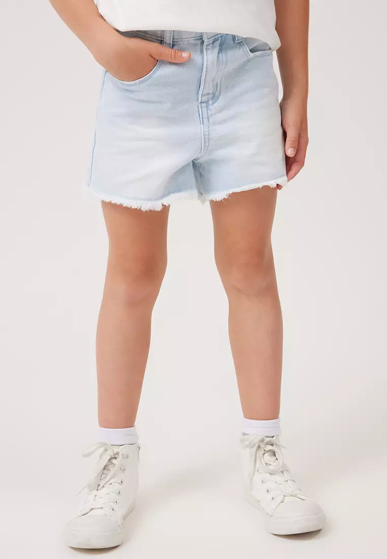 White denim shorts kids store