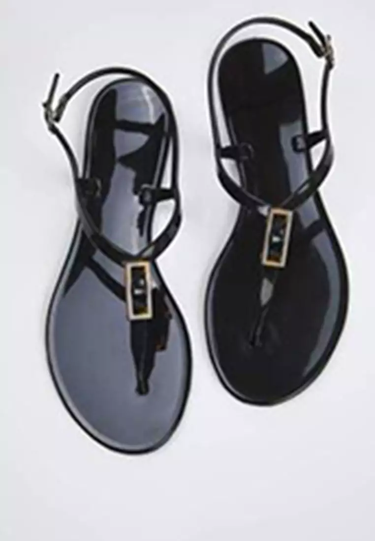 Black Jelly Flip Flops Women's Sandals Takss25Sd00065