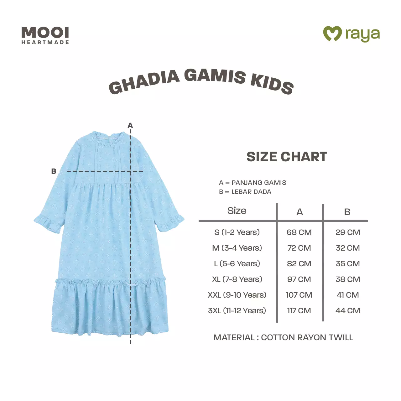 Mooi Dress Anak Gamis Anak Perempuan Raya Collection Ghadia Gamis Sandya Series - Sky Blue